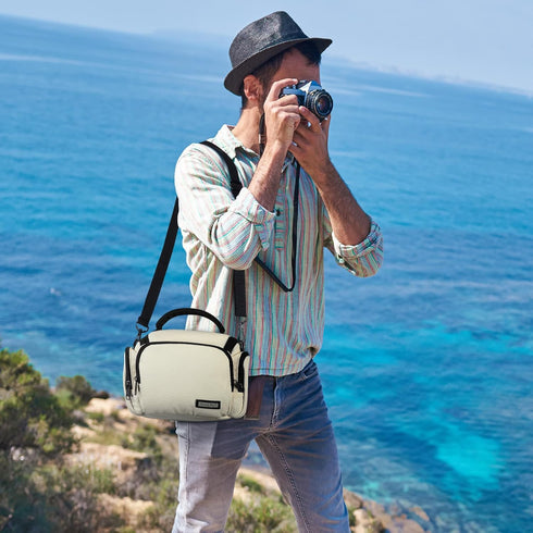 G-raphy DSLR Crossbody Camera Bag with Removable Strap for Accessories, Beige
