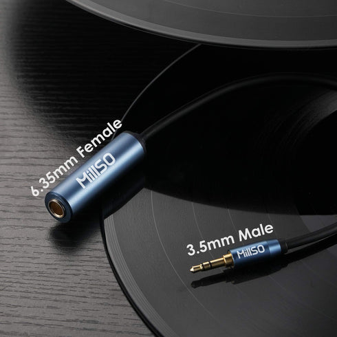 MillSO 1/4 to 3.5mm Headphone Adapter, 6.6 Feet TRS 6.35mm Female to 3.5mm Male Stereo Audio Adapter for Guitar