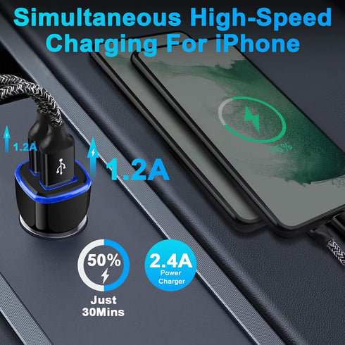 Car Charger iPhone, 5Pack 2.4A 12V USB Adapter Car Cigarette Lighter USB Charger Car Plug for iPhone 15 14 13 12 11 Pro SE XR XS X 8 7 6 6S, Samsung Galaxy S23 S22 S21 S20 S10 S9 S8 S7,Android,Kindle