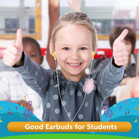 30 Packs Kids Earbud Headphones Bulk, Wired Earphones with 3.5 mm Jack, Multi-Colored for Classroom and School