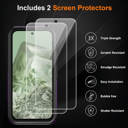 Ezanmull Google Pixel 8A Case: Purple, 15 FT Military Grade Drop Protection, Non-Slip, with Screen & Camera Lens