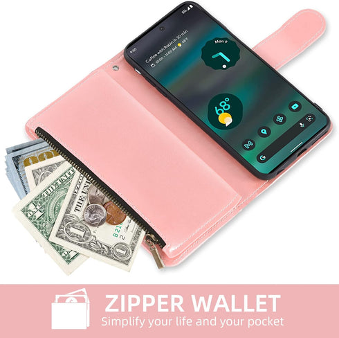 Asuwish Phone Case for Google Pixel 6A 5G 2022, Wallet Cover with Tempered Glass Screen Protector, Flower Leather Flip