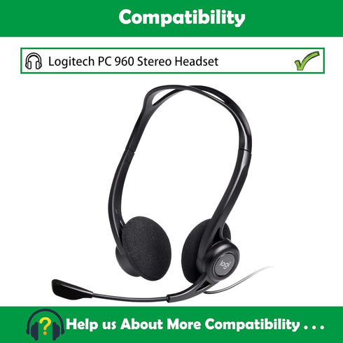 Premium Replacement Earpads Cushions Compatible with Logitech PC 960 Stereo Headset Ear Pads with Softer Protein Leather and Memory Foam