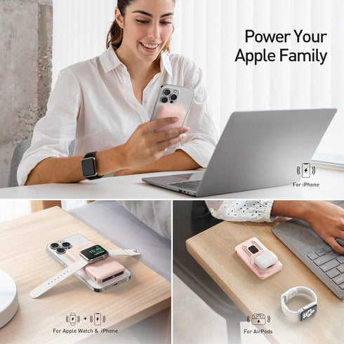 iWALK MAG-X Magnetic Wireless Power Bank 10000mAh, PD Fast Charging Portable Charger for iPhone 15/14/13/12 Series,