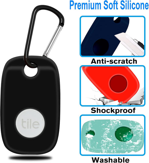 Protection Case for Tile Pro 2022 Tracker, 4Pack Silicone Soft Cover with Keychain for Keys and Bags