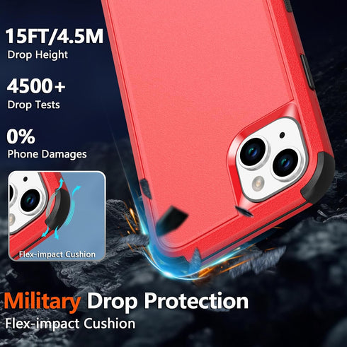 Diverbox iPhone 15 Case with MagSafe & Screen Protector 2 Pack - Heavy Duty, 15 FT Drop Protection, Shockproof (Red)