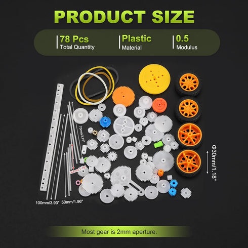 Set Package 0.5 Pack 78 MECCANIXITY Plastic Gears Small Motor Kit Module for DC Motor DIY Accessories Model Toys RC Car