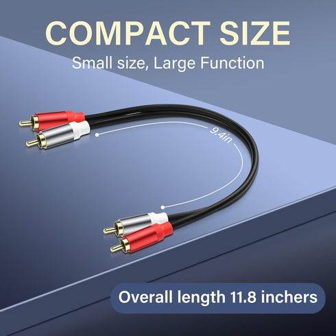 2RCA Video Extension Cable, 2RCA Male to 2RCA Male Short Subwoofer Cable for HDTV Systems, 2 Pcs