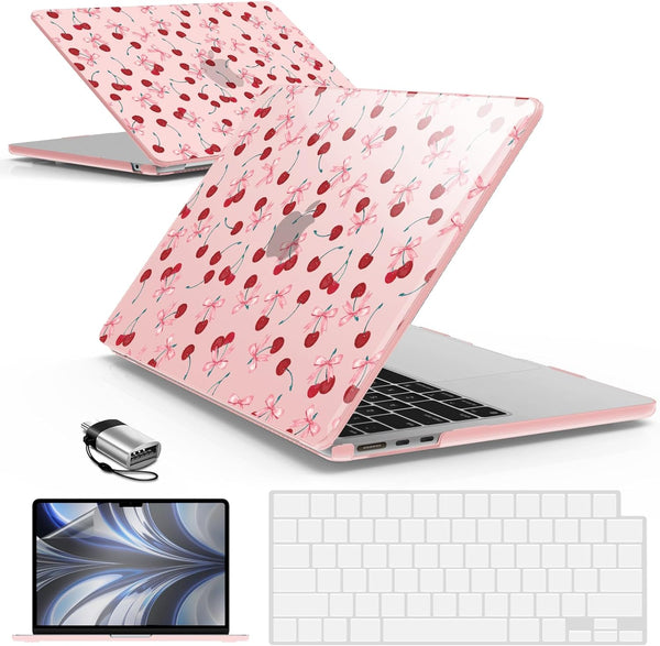 IBENZER Hardshell Case for 2024 2023 2022 MacBook Air 13 inch M3 A3113 M2 A2681, with Keyboard Cover & Type-C Adapter