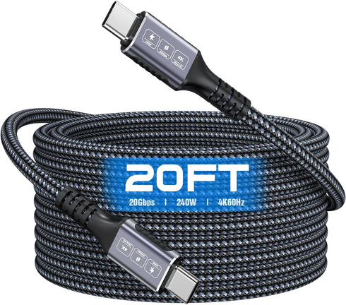 Bawanfa USB C to USB C Cable 20Ft, 20Gbps Data Transfer, 240W PD