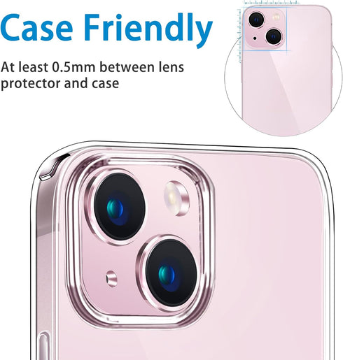 Pink Camera Lens Protector for iPhone 15 & 15 Plus - Anti-Scratch Tempered Glass, Shockproof Full Protection.