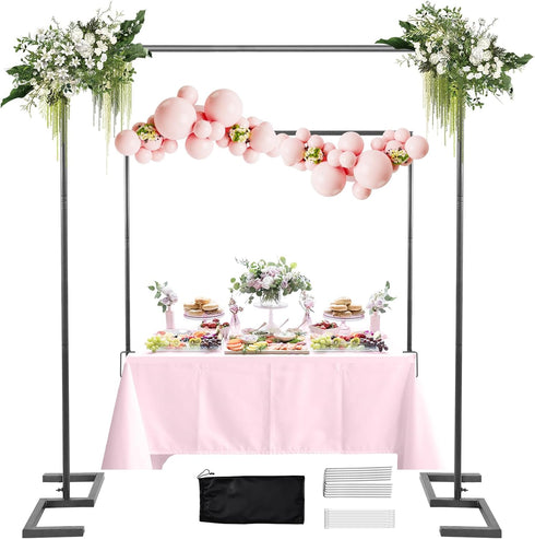 8.2FT Square Wedding Arch,Metal Arch Backdrop Stand Heavy Duty Adjustable,Extra 2 Clamp
