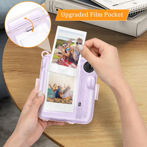 Fintie Protective Clear Case for Fujifilm Instax Mini 12 Instant Camera - Hard Shell Cover with Upgraded Film Pocket &