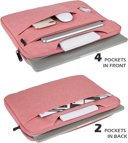 RAINYEAR 15.6" Laptop Sleeve Case, Briefcase with Hidden Handle for Chromebook, Pink
