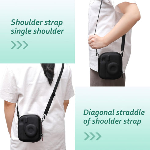 XANAD Grey Case for Fujifilm Instax Mini 12/11/10/9/8/7 Instant Camera, Storage Protective Carrying Bag with Shoulder
