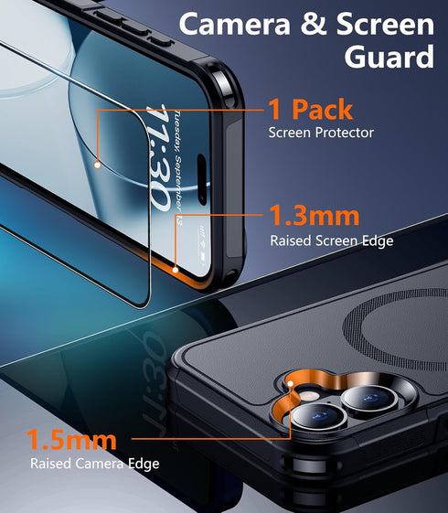 Temdan Designed for iPhone 16 Case Magnetic, Compatible with Magsafe, Military Grade Drop Protection, Tough Rugged Case