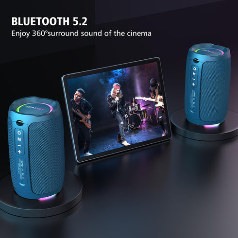 ZEALOT Bluetooth Speaker, Portable Wireless, IP67 Waterproof, 20W Loud Stereo Sound, Dual Pairing, Blue