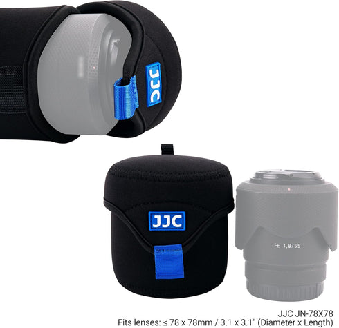 JJC Water Resistant Neoprene Camera Lens Pouch Case, Fold-Over Lens Bag for Mirrorless Lenses Up to 3.1 x 3.1 (D X H) for Sony FE 50mm f/1.8, Canon RF 35mm f/1.8, Fujifilm XF 23mm f/1.4 etc.