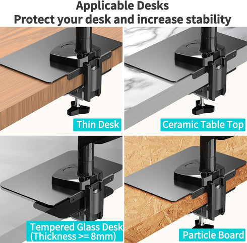 MOUNT PRO Monitor Mount Reinforcement for Thin Desk and Other Fragile Table Tops, Steel Bracket Plate Fits Monitor Arm