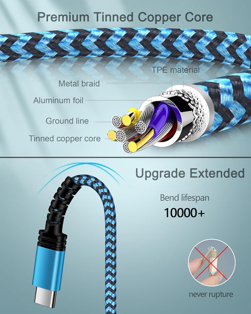 5Pack AILKIN USB to USB C Charger Cable for iPhone 15/15 Pro/15 Pro Max/15 Plus, Fast Charging for Android Samsung