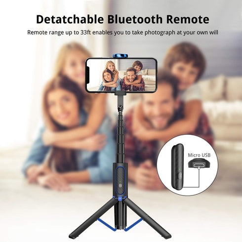 ATUMTEK Selfie Stick Tripod, Extendable 3 in 1 Aluminum Bluetooth Selfie Stick with Wireless Remote for iPhone
