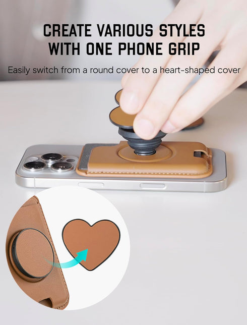 isee 17/16/15/14/13/12 2 Magnetic Phone Wallet with Expanding Grip, Phone Card Holder Wallet with MagSafe, Wallet