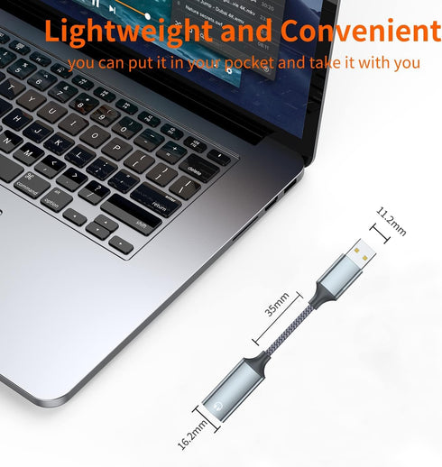 USB A to Lightning Audio Adapter Cable, USB 3.0 Male to Female, HiFi Headphones Converter with Volume Control