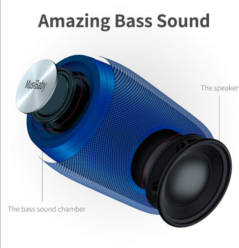 MusiBaby Bluetooth Speaker, Waterproof Portable Outdoor Speaker, Dual Pairing, Loud Stereo, 1500 Mins Playtime for