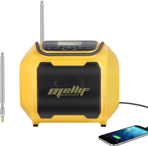 Mellif Cordless Emergency Weather Radio Speaker for Dewalt 20V Max Battery, AM/FM Weather Alert Bluetooth Radio with
