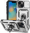 Hitaoyou iPhone 15 Case with Camera Cover & Kickstand, Military Grade Shockproof Heavy Duty Protective Case, Silver