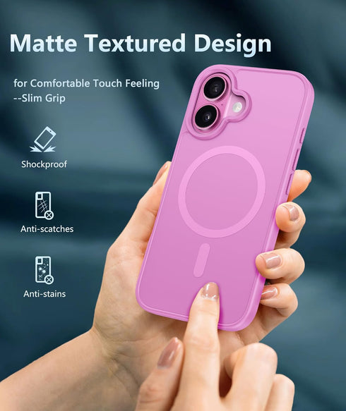 FNTCASE 16 for iPhone Phone Case: Magnetic Matte Textured Shockproof Military Grade Drop Protection Cell Phone Cover |