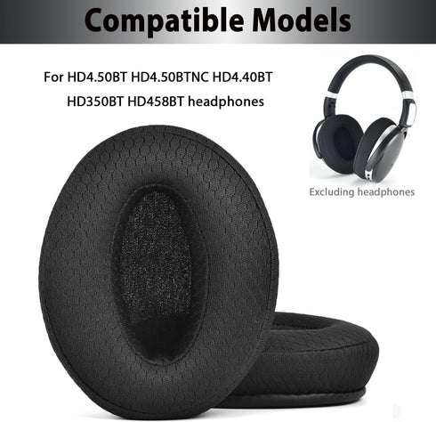 Adhiper Earpads Cushions Replacement for Sennheiser HD4.50BT/HD4.50BTNC/HD4.40BT Headphones, HD4.50SE HD430 HD440 HD350BT HD400S HD458BT Ear Pads with Mesh Fabric, Memory Foam(Black)