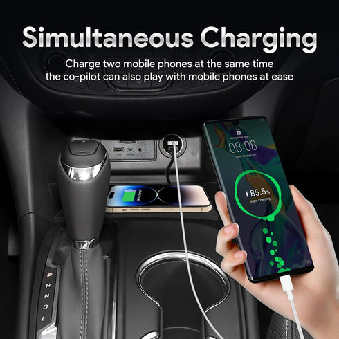 Wireless Phone Charging Pad for Chevrolet Equinox 2018-2023, Silicone Material, Dual Charging Ports, 15W Adapter