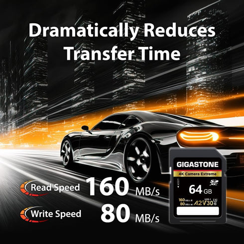 Gigastone 5-Years 64GB 4K A2 V30 U3 1 Data Recovery SD Card, Camera Extreme, SDXC Memory Card High Speed UHD Video