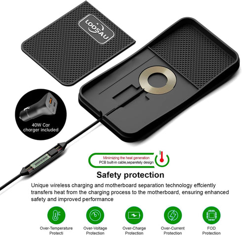 LOOSAU 15w 17/16/15/14/13/12 S23 S22 S20 Wireless Car Charger, Fast Charger Car Wireless Chargers Charging pad Non Slip