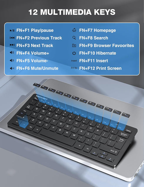 TECKNET Wireless Keyboard and Mouse Combo, Mini Cordless Computer Keyboard and Mouse Set, 2.4GHz, Quiet Click for PC,