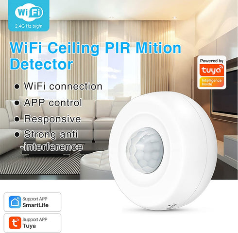 WiFi Smart Motion Sensor: PIR Motion Detector Alert, Wireless Infrared Home Security System with Free App Alerts, 360 Degree Detection Range, No Hub Required, for Smart Home Automation by SENCKIT