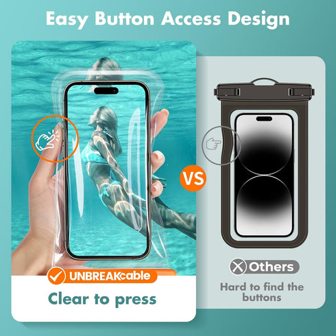 UNBREAKcable Waterproof Phone Pouch, IPX8 Universal Dry Bag with Lanyard for iPhone 14/13/12/11 Pro Max & Samsung