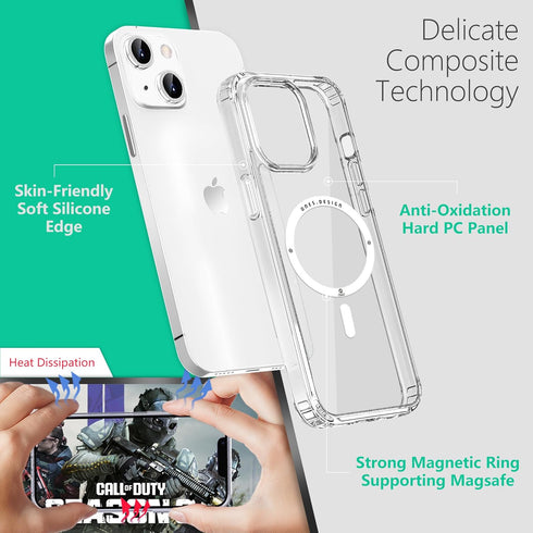 ONES Hybrid Magnetic Case for iPhone 14 Plus - Compatible with MagSafe, Military Grade Protection, Clear
