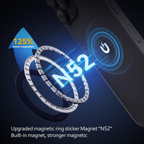 2 Pack Magnetic Ring Sticker for Magsafe Phone Magnet, Upgrade Built-in Magnet for Wireless Charging, Car Holder,