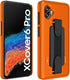 Samsung Galaxy XCover6 Pro (SM-G736) Case - Orange Shell with Hand Strap, Kickstand & Screen Protector.