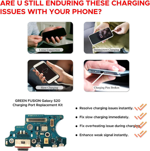 Charging Port Replacement Kit for Galaxy S20 5G US Version, SM-G981U, Dock Board USB-C Connector with Manual and Toolkit