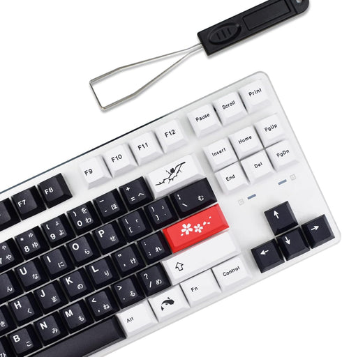 MOLGRIA Black and White Keycaps, 129 Set SuMi PBT Cherry Profile, Custom Japanese Font Keycaps for Gateron Kailh Cherry