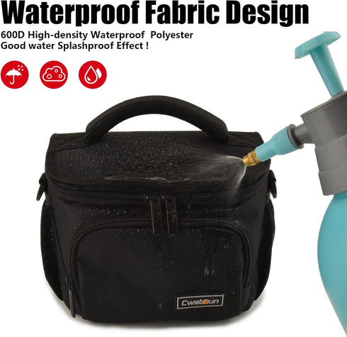 Cwatcun Waterproof Small Camera Bag, Compact Shoulder Bag for Digital Cameras, Travel Photography Bag for Canon, Nikon,