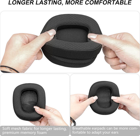 Replacement Ear Pads for Logitech G533 G633 G935, GVOEARS Ear Cushions Compatible with Logitech Headphones (Black)