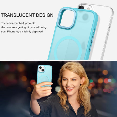 BENTOBEN Magnetic iPhone 13 & 14 Case, Lake Blue Translucent Matte Phone Cover Compatible with MagSafe