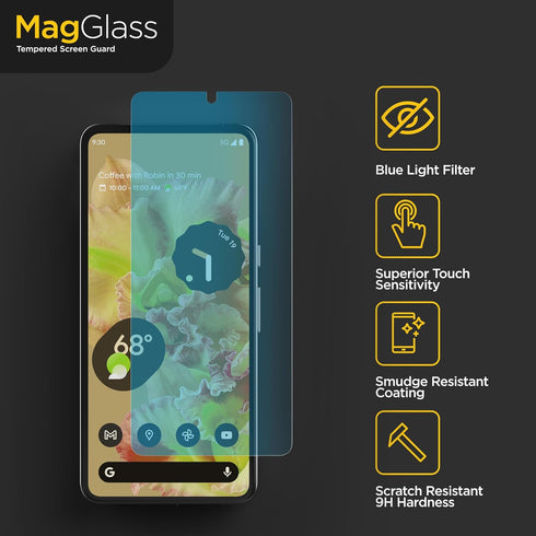 magglass Pixel 8 Pro Screen Protector (2023), Fingerprint Sensor Compatible, Case Friendly Tempered Glass - Ultra