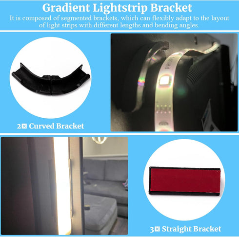 5 PCS Upgraded Generic Brackets Fit for Philips Hue Play Gradient Lightstrip Mounting Clips Holder Good Support Effect