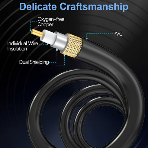 10FT, HOSONGIN RCA Subwoofer Cable RCA Male to Male Digital Coaxial Audio Cable for Home Theater, Soundbars