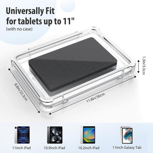 MoKo Waterproof Shower Tablet Holder, Wall Mount for iPad Up to 11", 360° Rotation with Touchable Anti-fog Screen, Clear